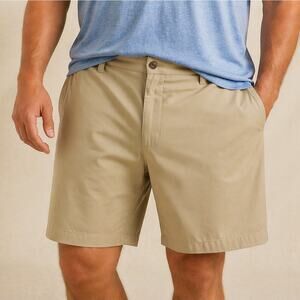 Swiss+Tech Mens Performance Shorts Size 44 Stone Flat Front NWT